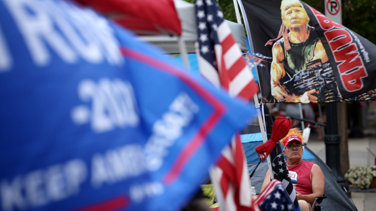 June 19: Supporters of President Trump line up to attend the Trump campaign rally near the BOK Center, in Tulsa, Oklahoma. (Photo by Win McNamee/Getty Images)