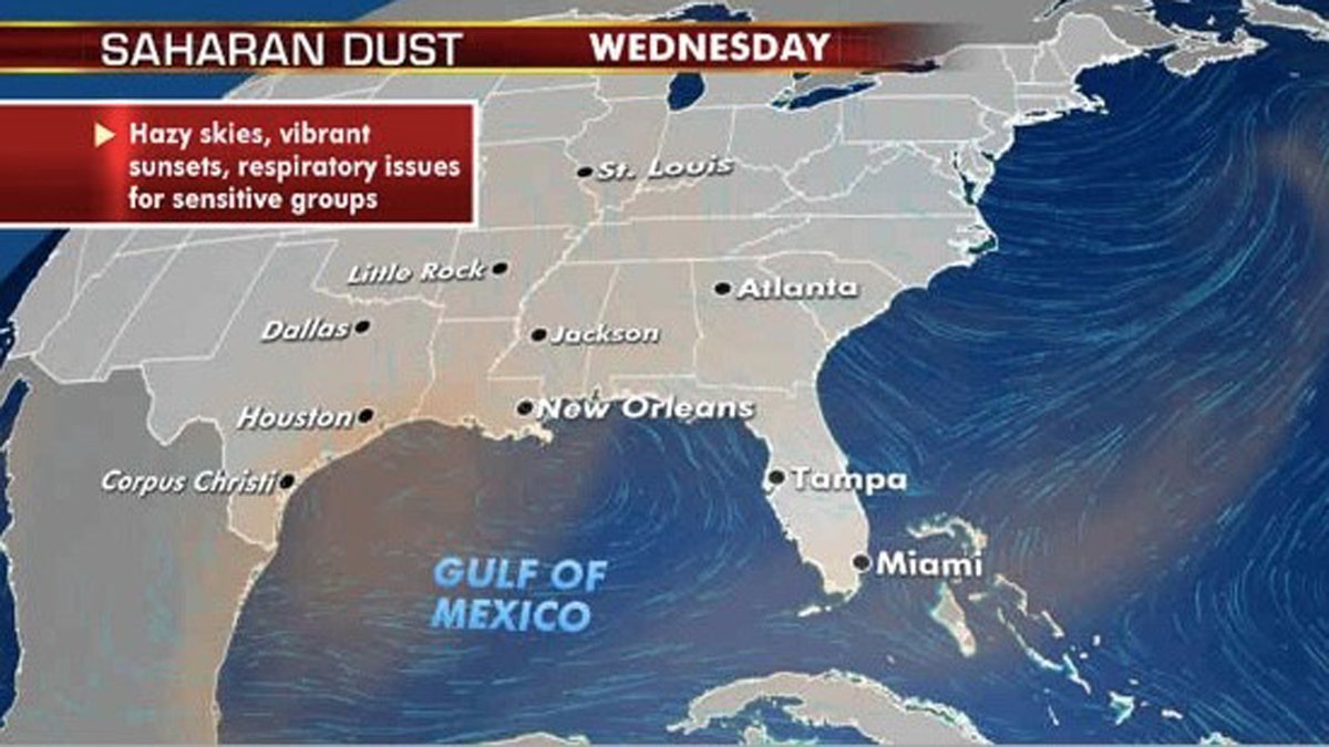 Another round of Saharan dust will move into the Gulf Coast starting on Tuesday.
