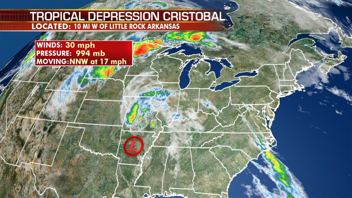 Tropical Depression Cristobal is bringing gusty winds and heavy rain across the Midwest.
