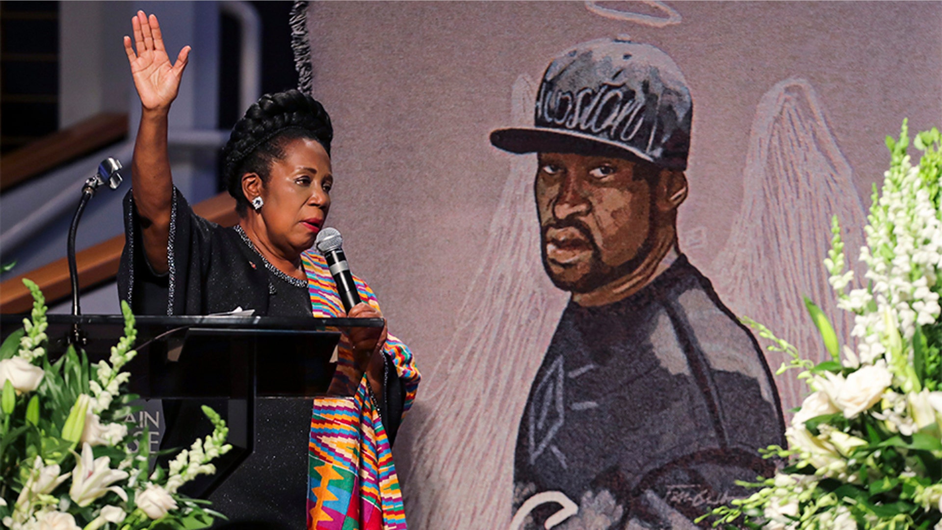 Rep. Sheila Jackson Lee speaking during the funeral.