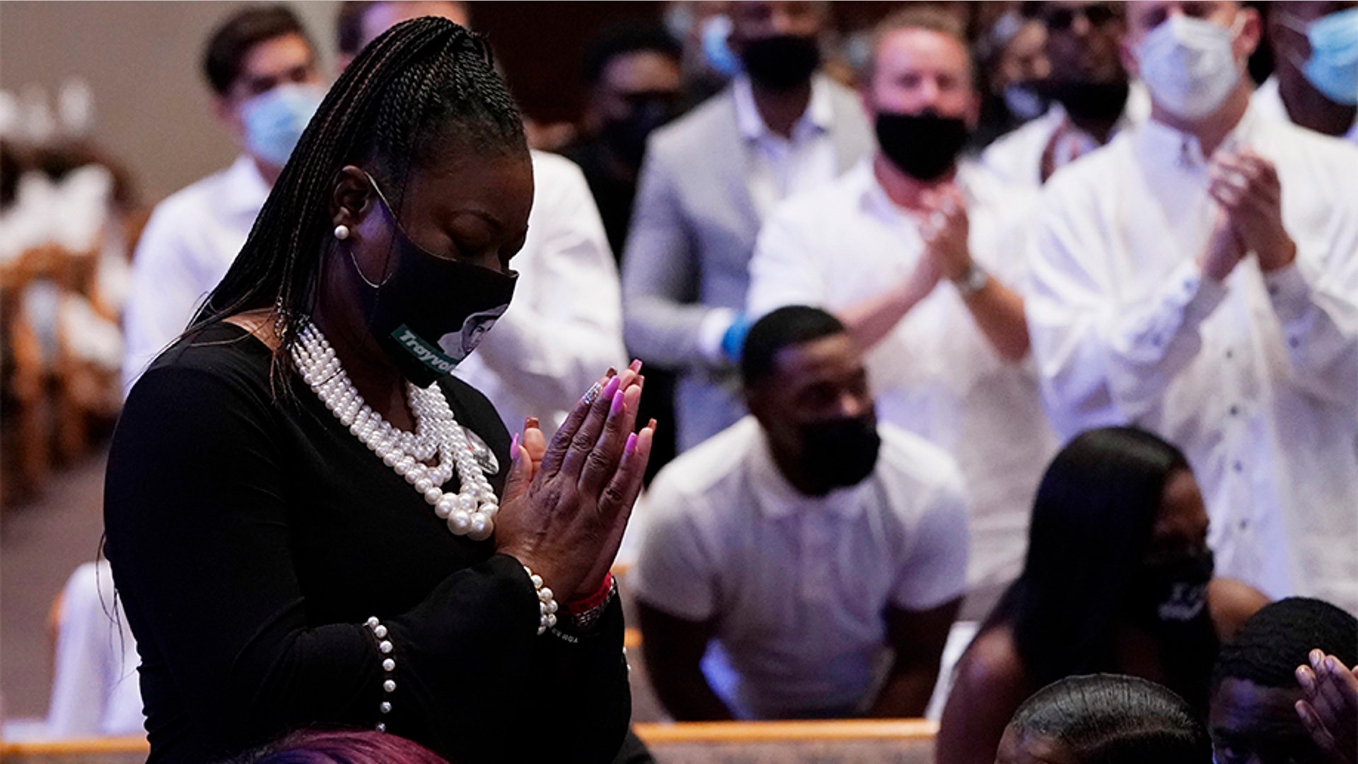 Sybrina Fulton, the mother of Trayvon Martin, attending the funeral service.