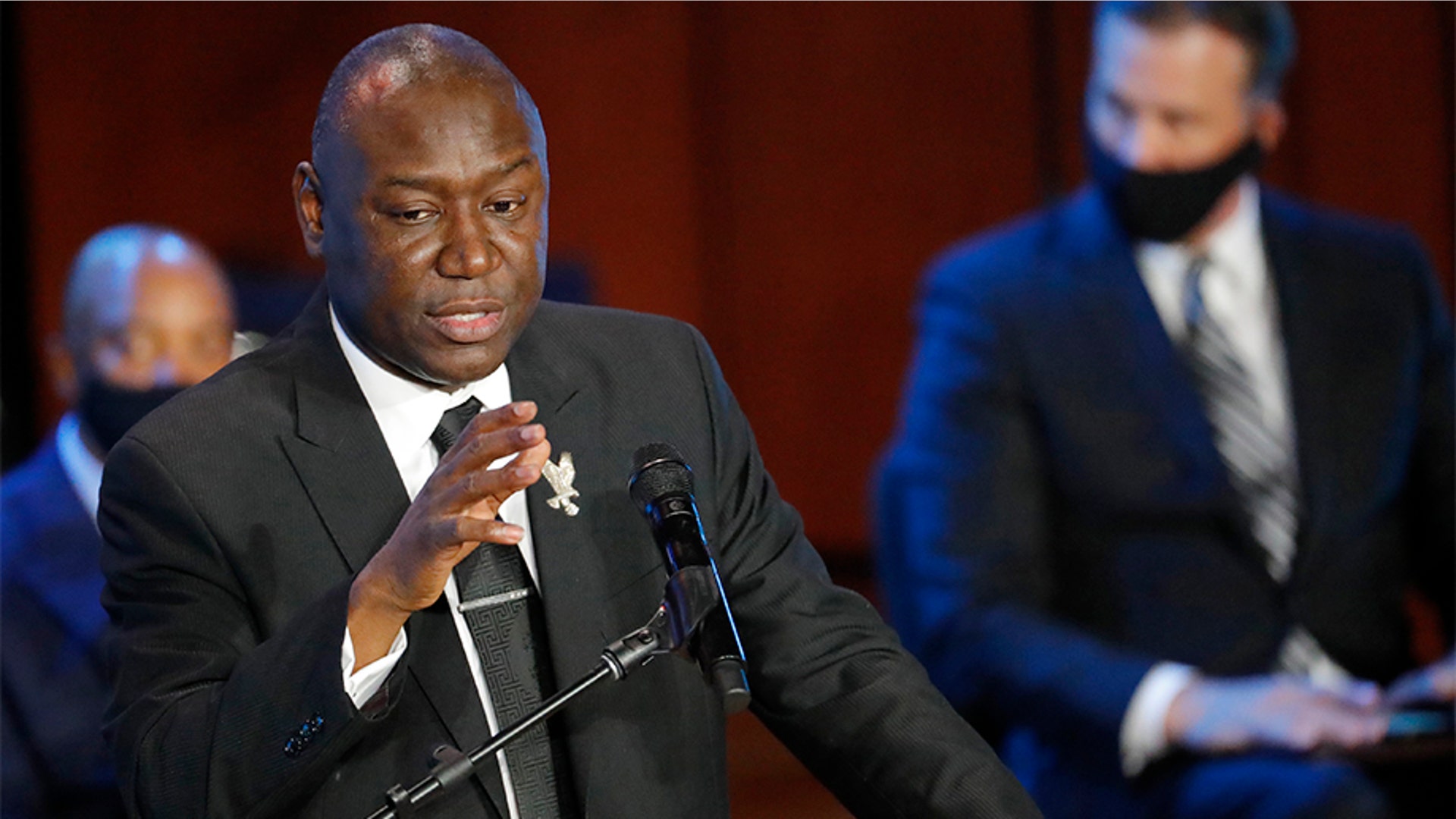 Attorney Benjamin Crump speaking at the memorial service.