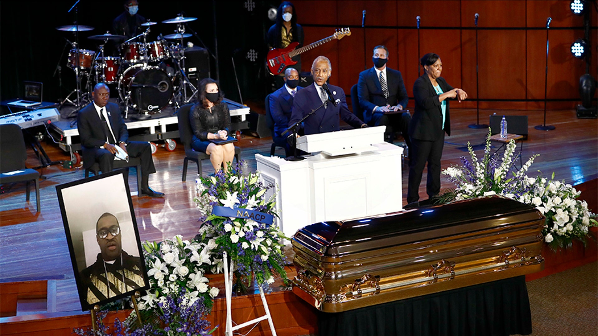 The Rev. Al Sharpton speaking at the memorial service.