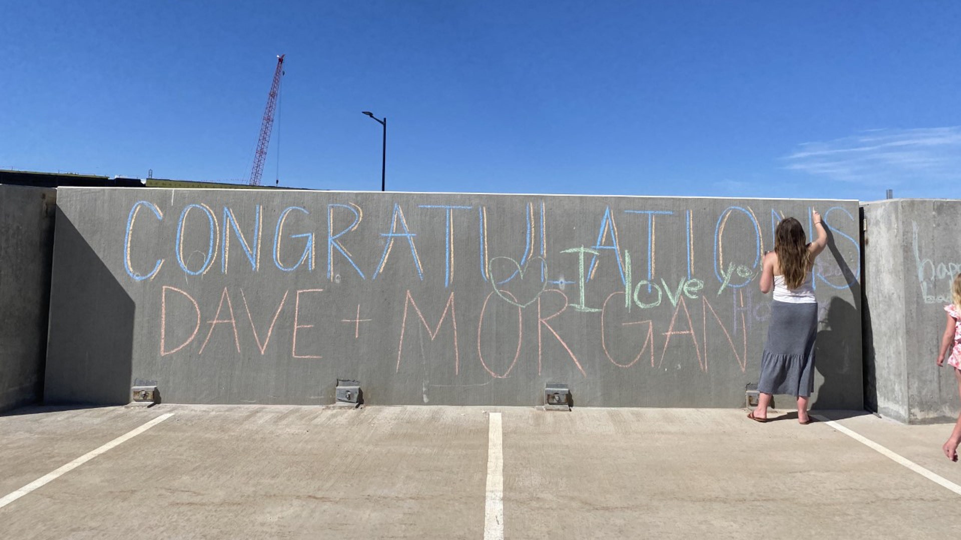 Hello Fox News! I wanted to share with you some photos of our family supporting my wife and I as we eagerly waited for our first child, Gracie Sage DuBois to be born! She made her arrival at 1:04AM on May 19, 2020. Our family showed up to the Sky Ridge Medical Center in Lone Tree, CO on May 18, 2020 at roughly 3:00PM for the anticipation of her arrival. Due to COVID-19, they were not allowed in the hospital, therefore they setup their ‘tail-gate’ directly across from our second level room on the top level of the parking garage. This act of support, was truly a moral booster for my wife and I. The entirety of the pregnancy was not an “easy” one for several health reasons. So when COVID-19 came to the U.S., and swept through every State and City, it certainly did not make things easier - knowing our support would not be able to be with us during this monumental moment! However, they came through BIG TIME. I found myself looking over at their setup every 10 minutes or so, giving me a big ole smile. During there several hours of tailgating, they gathered all the chalk they could find around town and wrote everything they wanted to say to us and Gracie on the parking garage precast concrete. I am so thankful for their support during these crazy, unexpected times. And it will make a really special story I will tell to our little girl one day! Thank you, David DuBois