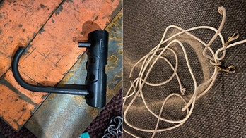 Portland demonstrators use rope from flag to lock cops in precinct