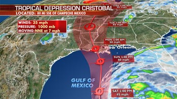Cristobal now a tropical depression, center moving into Gulf of Mexico