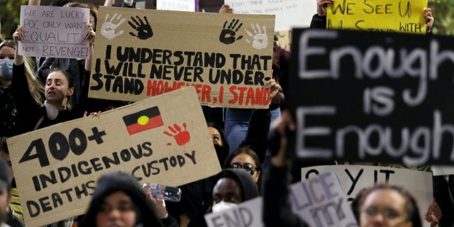 Protestors gather in Sydney, June 2, to support the cause of U.S. protests over the death of George Floyd and urged their own government to address racism and police violence. Floyd died last week after he was pinned to the pavement by a white police officer who put his knee on the handcuffed black man’s neck until he stopped breathing. (AP Photo/Rick Rycroft)