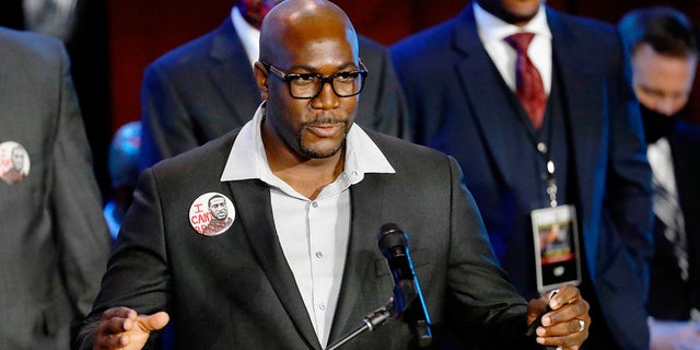 Philonise Floyd speaks at a memorial service for his brother, George Floyd at North Central University Thursday, June 4, 2020, in Minneapolis. (Associated Press)