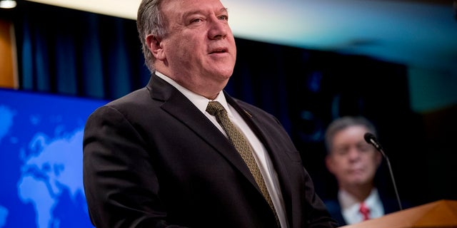 Secretary of State Mike Pompeo speaks during a news conference at the State Department in Washington. Pompeo has led the Trump administration's effort to bolster relationships with American allies in the Arctic. (AP Photo/Andrew Harnik, Pool)