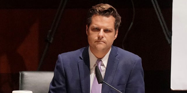 Rep. Matt Gaetz, R-Fla., asks questions during a House Judiciary Committee hearing on proposed changes to police practices and accountability on Capitol Hill, Wednesday, June 10, 2020. Gaetz will speak in the RNC broadcast Monday night. (Greg Nash/Pool via AP)