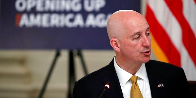Nebraska Gov. Pete Ricketts speaks at the White House, Thursday, June 18, 2020, in Washington. (Associated Press)