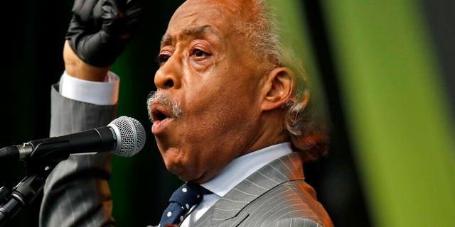 The Rev. Al Sharpton addresses the crowd at a Juneteenth rally in Tulsa, Okla., Friday, June 19, 2020, the day before Trump's rally