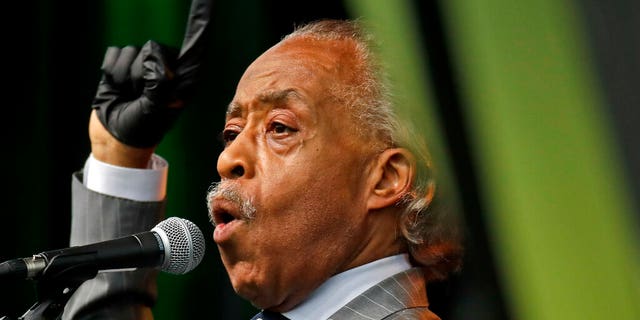 The Rev. Al Sharpton addresses the crowd at a Juneteenth rally in Tulsa, Okla., Friday, June 19, 2020, the day before Trump's rally