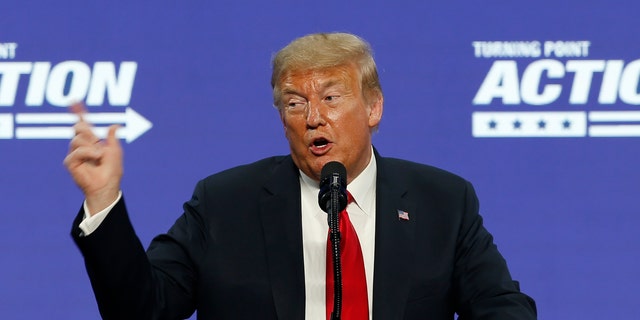 President Donald Trump speaks at the Students for Trump conference at Dream City Church, Tuesday, June 23, 2020, in Phoenix. (Associated Press)