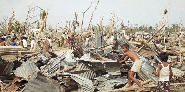 The Saturia rural township in the central Bangladesh district of Manikganj after the tornado ripped through on April 29, 1989.