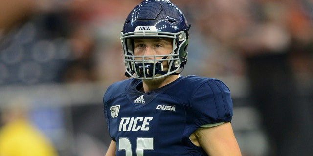 Luke Armstrong plays for Rice. (Photo by John Rivera/Icon Sportswire) (Icon Sportswire via AP Images)