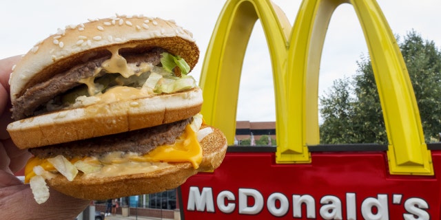 A McDonald's Big Mac hamburger and the company's logo are seen in Centreville, Va., Aug. 10, 2015. (Getty Images)