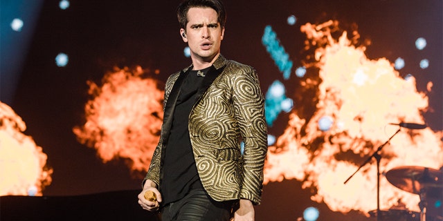 Brendon Urie of Panic at the Disco performs during day 4 of Rock In Rio Music Festival