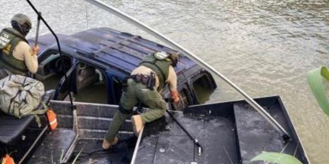 U.S. Customs and Border Protection say they found 370 lbs. worth of marijuana in a submerged vehicle in the Rio Grande River on Saturday.
