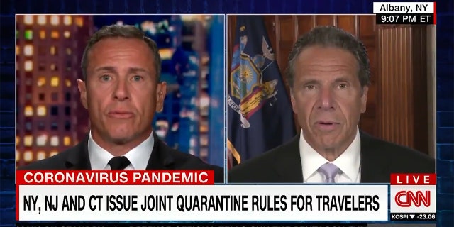 Chris Cuomo and Gov. Andrew Cuomo during Wednesday night's "Cuomo Prime Time." (CNN)