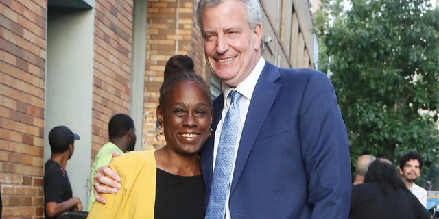 NEW YORK, NY - AUGUST 14: Chirlane McCray and Mayor of New York City and Presidential Candidate Bill de Blasio are seen on August 14, 2019 in New York City. (Photo by MediaPunch/Bauer-Griffin/GC Images)