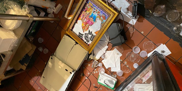 Destruction to PriaVanda Chouhan's Desi Valli East Village restaurant after night of protests in New York City.