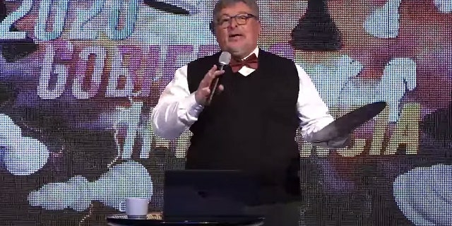Daniel Cattaneo, senior pastor of Comunidad Redentor in San Lorenzo, Argentina, dressed as a waiter as part of a "worship bar" to protest bars opening before houses of worship in coronavirus restrictions.