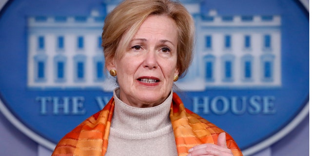 Dr. Deborah Birx, White House coronavirus response coordinator, speaks about the coronavirus in the James Brady Press Briefing Room of the White House, Friday, April 3, 2020, in Washington. (AP Photo/Alex Brandon)