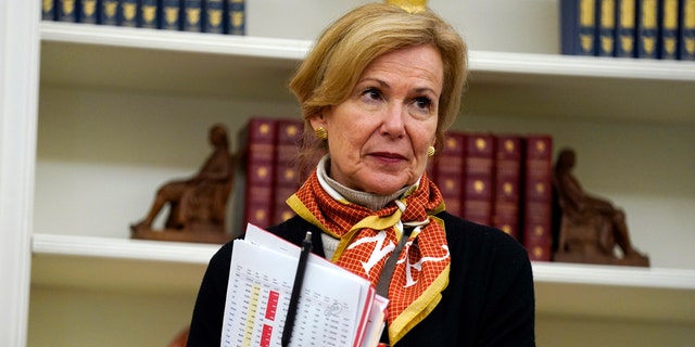 White House coronavirus response coordinator Dr. Deborah Birx listens in the Oval Office of the White House, May 6, 2020, in Washington. (AP Photo/Evan Vucci)