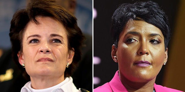 Atlanta police Chief Erika Shields, left, stepped down from the position Saturday. Atlanta Mayor Keisha Lance Bottoms, right, sought a police officer's termination in response to a fatal shooting Friday night.