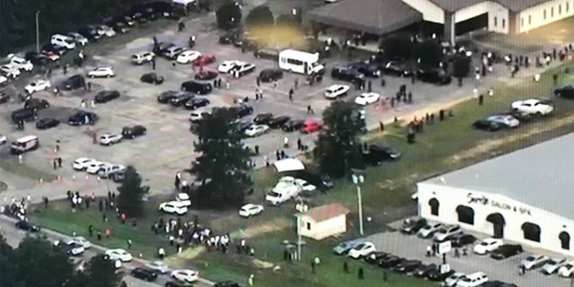 The scene Saturday at George Floyd public viewing in Raeford, N.C. (Hoke County Sheriff's Office)