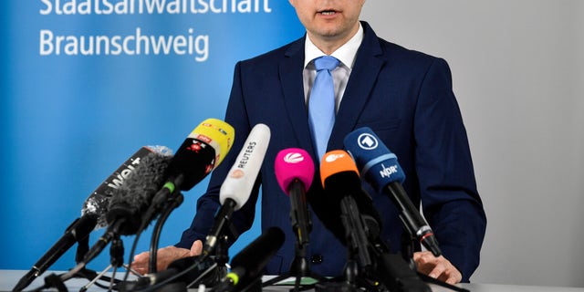 First Prosecutor Hans Christian Wolters addresses the media during a press conference on the Madeleine McCann case at the public prosecutor's office in Braunschweig, Germany, on Thursday. (AP)