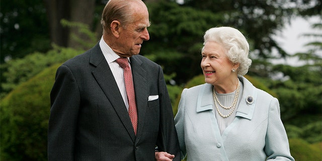 In this image, made available November 18, 2007, HM The Queen Elizabeth II and Prince Philip, The Duke of Edinburgh re-visit Broadlands, to mark their Diamond Wedding Anniversary on November 20. The royals spent their wedding night at Broadlands in Hampshire in November 1947, the former home of Prince Philip's uncle, Earl Mountbatten.