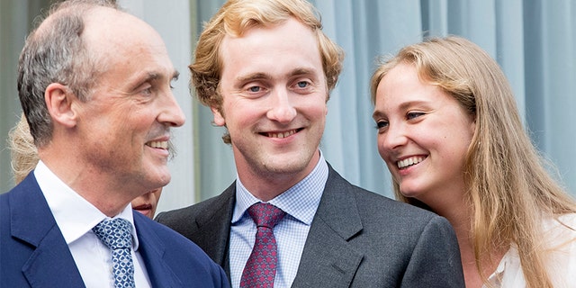 Prince Lorenz (left) with two of his children Prince Joachim and Princess Luise Maria of Belgium attend the 80th birthday celebrations of Belgian Queen Paola on June 29, 2017, in Waterloo, Belgium.