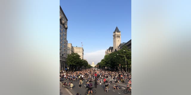 Protesters gather in front of the Capitol Building in D.C.