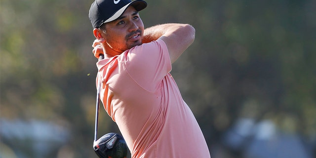 Jason Day playing his shot from the 12th tee during the first round of the Arnold Palmer Invitational Presented by MasterCard at the Bay Hill Club and Lodge on March 5, 2020, in Orlando. (Kevin C. Cox/Getty Images, File)