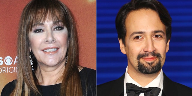 Marina Sirtis, left, has apologized for going after Lin-Manuel Miranda, right, on Twitter.