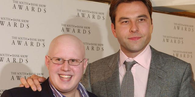 Comedians David Walliams (right) and Matt Lucas pose for a photo at the South Bank Show Awards at The Savoy on January 27, 2005, in London. (Photo by Dave Benett/Getty Images)