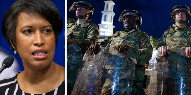 Washington, D.C. Mayor Muriel Bowser, pictured on the left, after kicking out Utah National Guard soldiers deployed to the nation's capital as demonstrators gather to protest the death of George Floyd, Thursday, June 4, 2020. (AP Photo/Alex Brandon)