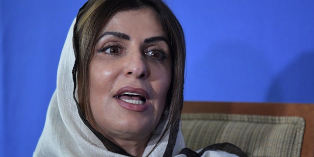Saudi Princess Basmah Bint Saud Bin Abdulaziz speaks during a discussion on the role of women in the Middle East at the Middle East Institute in Washington, DC on April 12, 2017. (Photo by MANDEL NGAN/AFP via Getty Images)