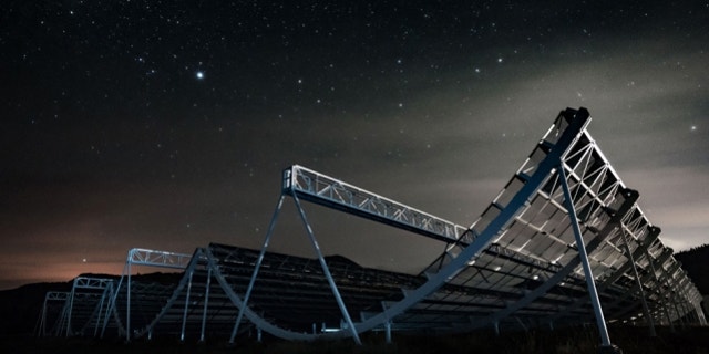 The Canadian Hydrogen Intensity Mapping Experiment (CHIME) radio telescope in British Columbia.