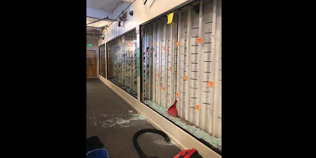 Shelves were left empty after looters stole dozens of firearms from Guns, Fishing and Other Stuff, a two-story gun and outdoor recreation store in Vacaville, Calif., on June 1. (Courtesy DOJ)