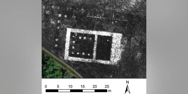 Ground Penetrating Radar map of the newly discovered temple in the Roman city of Falerii Novi, Italy.