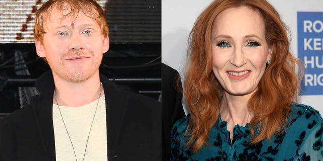 Rupert Grint, left, disagreed with J.K. Rowling's comments on transgender people.