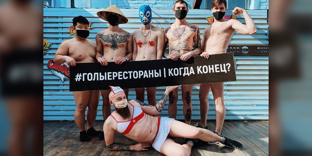 Chefs and other restaurant workers in Russia stripped and posted photos to Facebook to protest the country's strict lockdown rules.