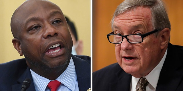 Sen. Tim Scott, right, and Sen. Dick Durbin, left