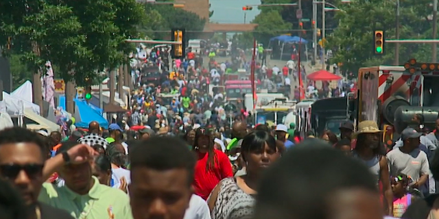 Hundreds gathering to celebrate Juneteenth a few years ago. Source / Fox News