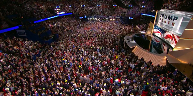 An aerial view of the 2016 Republican National Convention in Cleveland, Ohio.