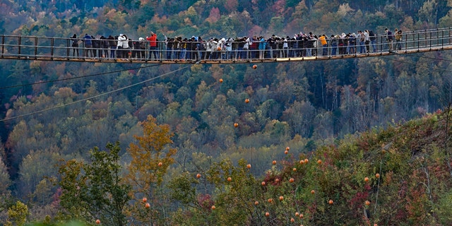 The 680-foot SkyBridge is the largest pedestrian suspension bridge in the United States.