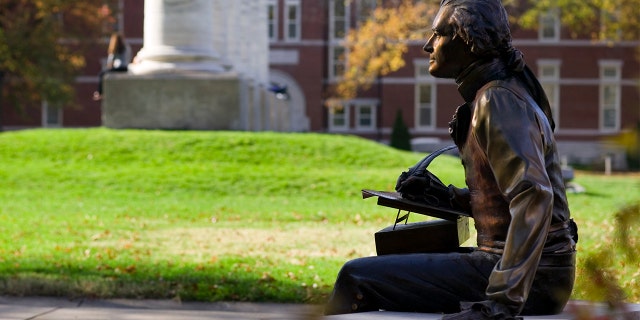 COLUMBIA, MO - NOVEMBER 11: Statue on the campus of the University of Missouri on November 11, 2005 in Columbia, Missouri. (Photo by Wesley Hitt/Getty Images)